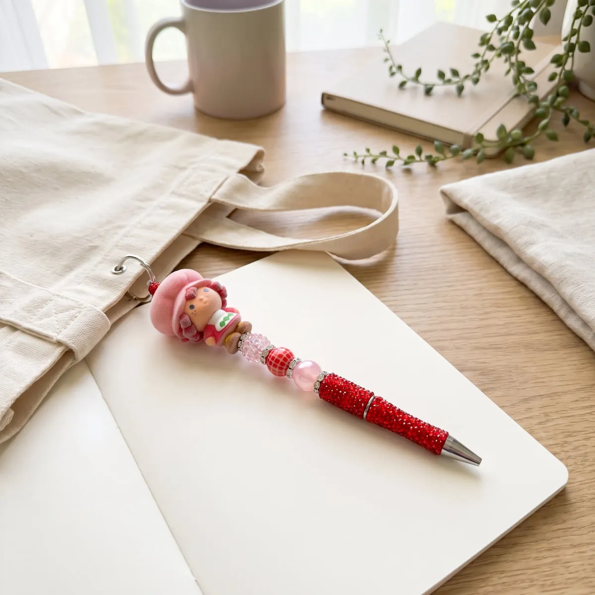 Handmade beaded pens with character toppers